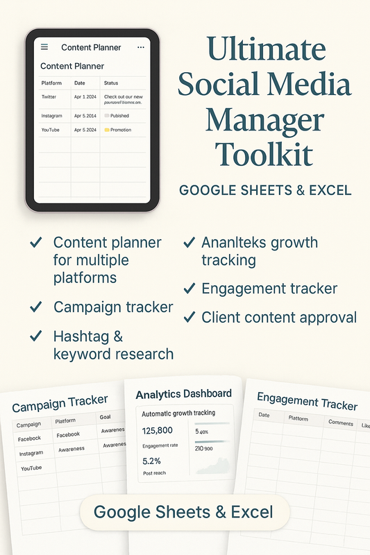 Ultimate Social Media Manager Toolkit – Google Sheets & Excel