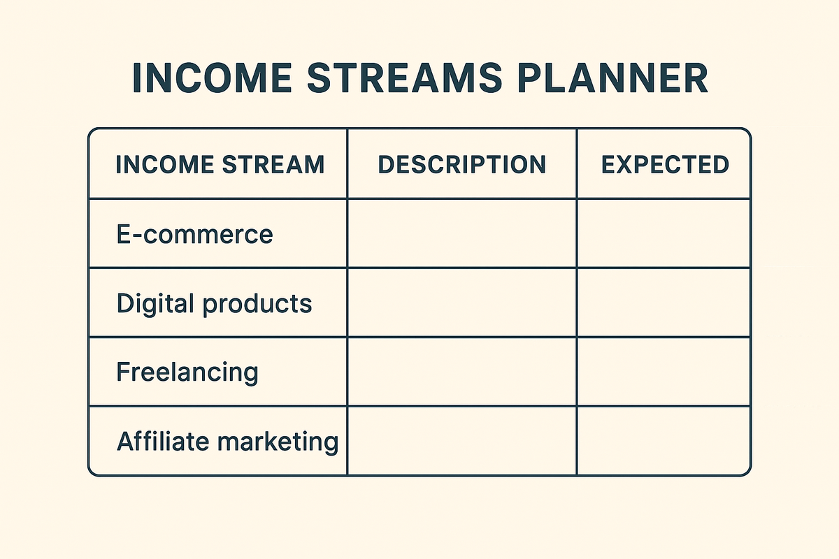 Income Streams Planner (PDF Workbook)